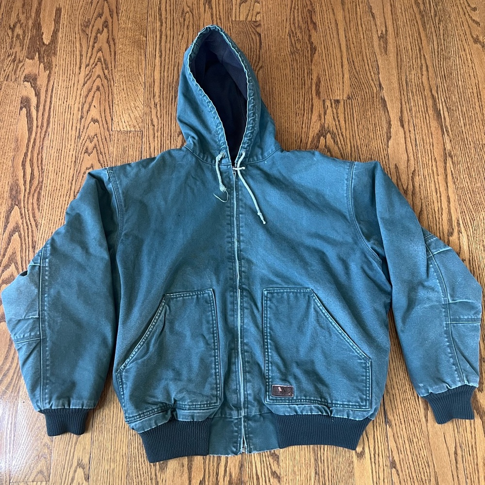 Vintage Walls Workwear Jacket XL  Olive Green Canvas  Zip up